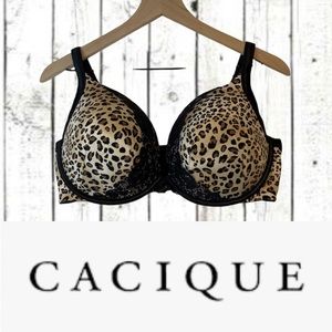 Cacique Size 40DDD Bra Lined Lace Animal Print